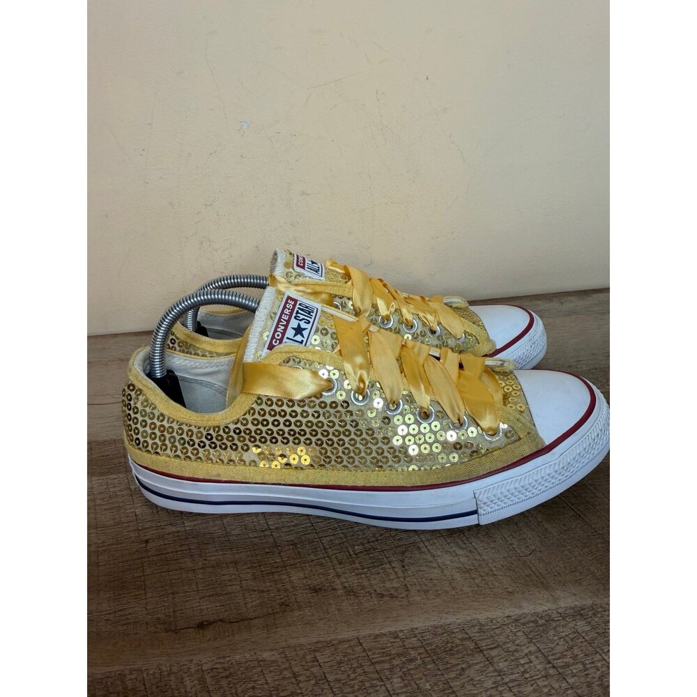 Converse CTAS low top sneakers sequins matching satin laces women’s 11 - Picture 3 of 6